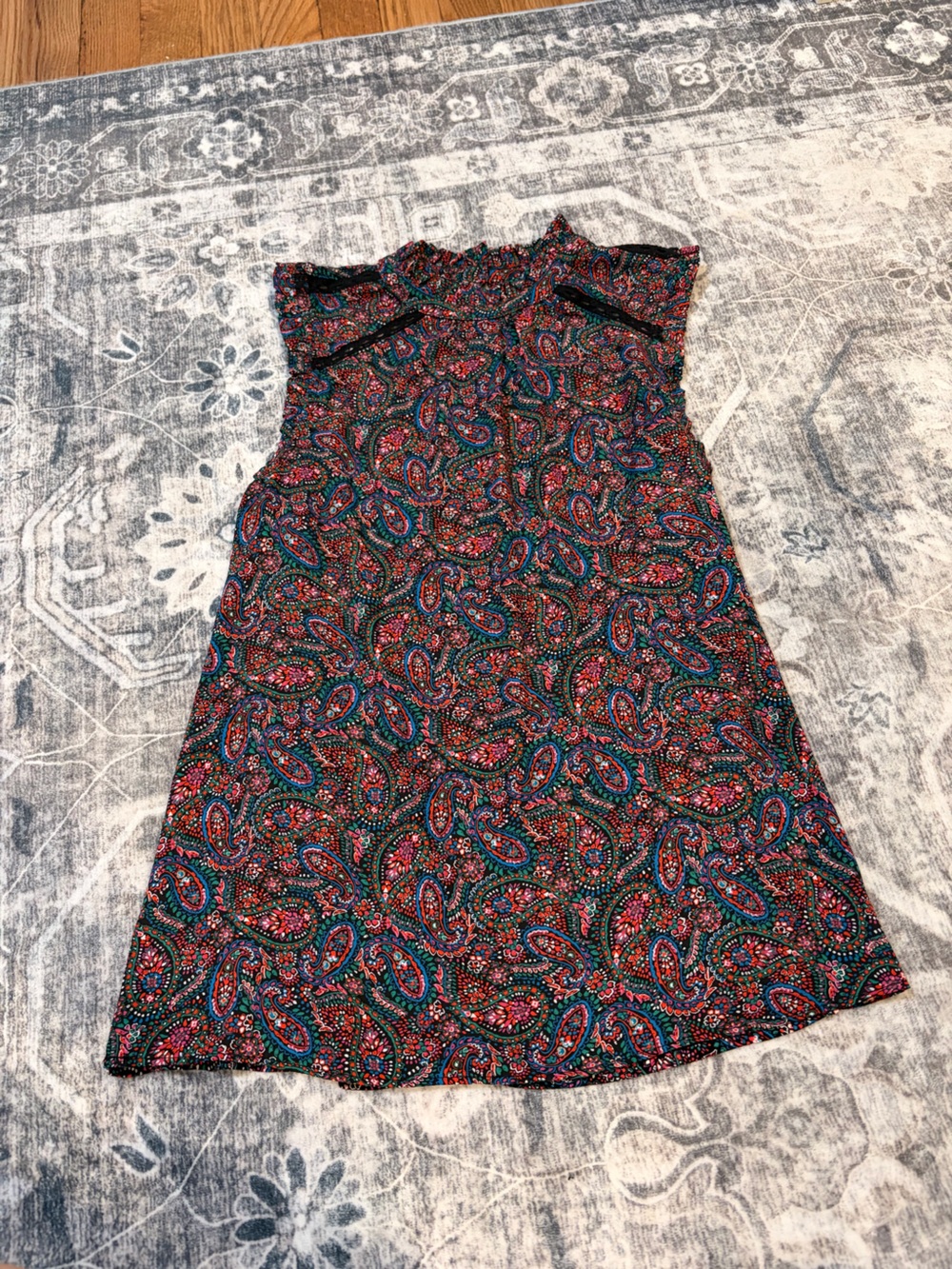 LOFT Paisley Mini Dress in Teal and Red